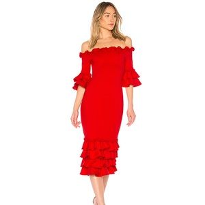 Donna Mizani Pishi Midi Dress in Red - SOLD OUT!